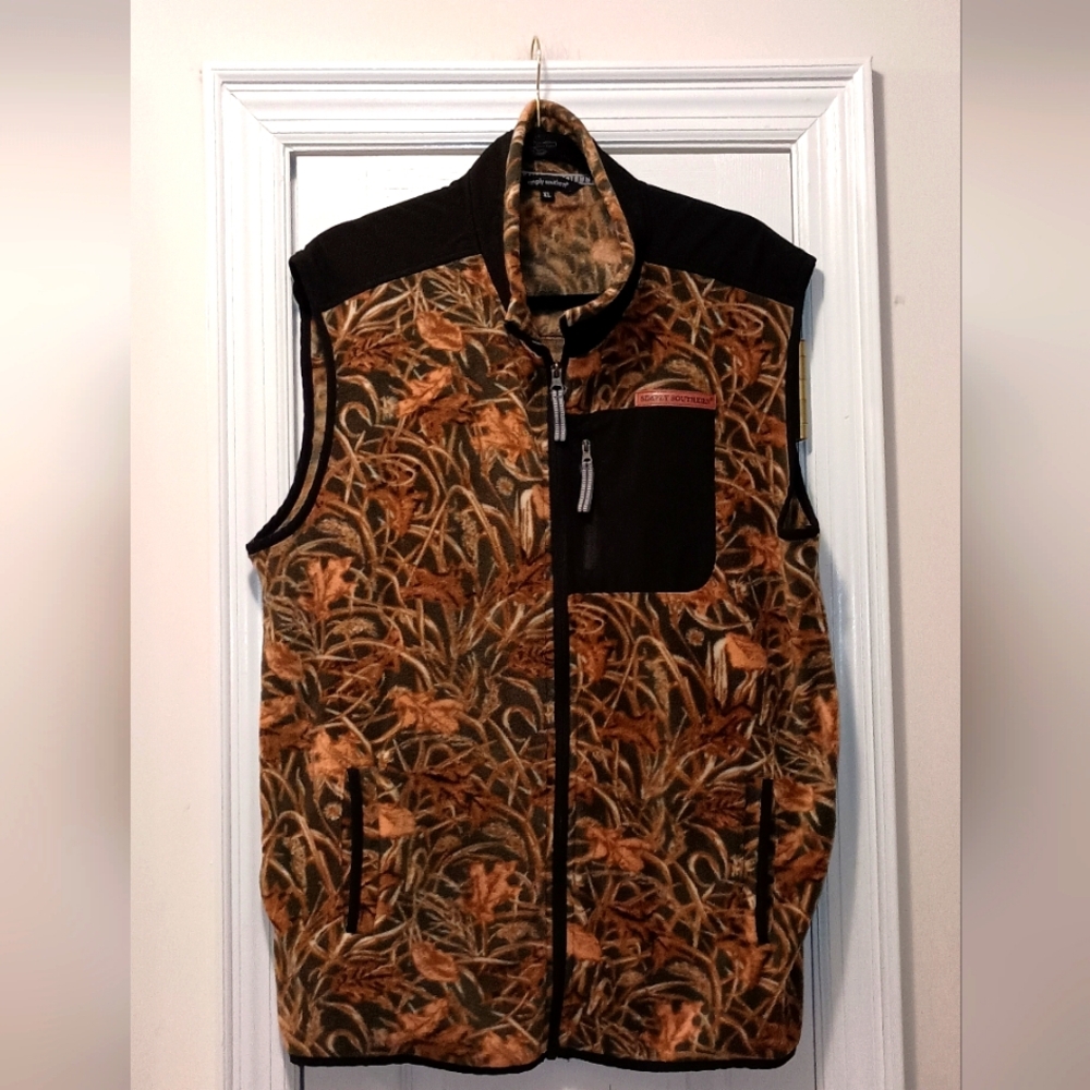 Simply Southern Camp Fleece Full front zip up Vest size XL